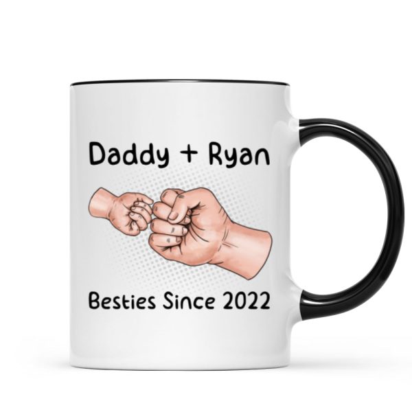 Daddy And Kid Hands Fist Bump Besties Since Personalized Mug