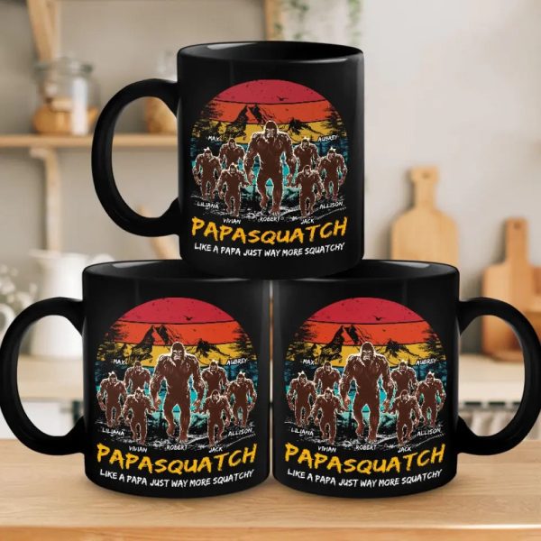 Daddy Bigfoot - Family Personalized Custom Black Mug - Gift For Dad, Grandpa Daddy Bigfoot - Family Personalized Custom Black Mug - Gift For Dad, Grandpa