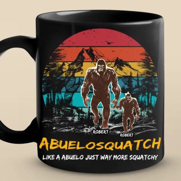 Daddy Bigfoot - Family Personalized Custom Black Mug - Gift For Dad, Grandpa Daddy Bigfoot - Family Personalized Custom Black Mug - Gift For Dad, Grandpa