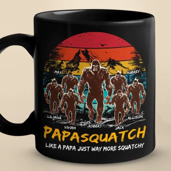 Daddy Bigfoot - Family Personalized Custom Black Mug - Gift For Dad, Grandpa Daddy Bigfoot - Family Personalized Custom Black Mug - Gift For Dad, Grandpa