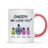 Daddy We Love You Back View Man Sitting With Kids Dog Cat Personalized Mug