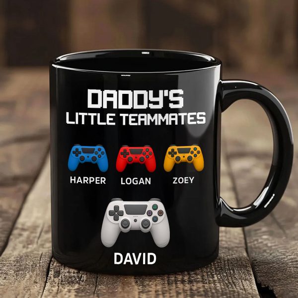 Daddy's Little Teammates Personalized Mugs, Father's Day Gift for Gamer Dads Daddy's Little Teammates Personalized Mugs, Father's Day Gift for Gamer Dads