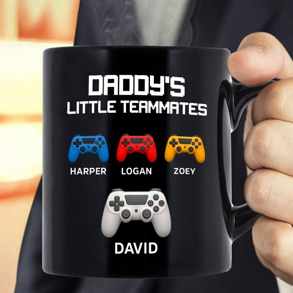 Daddy's Little Teammates Personalized Mugs, Father's Day Gift for Gamer Dads Daddy's Little Teammates Personalized Mugs, Father's Day Gift for Gamer Dads