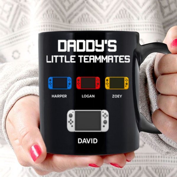 Daddy's Little Teammates Personalized Mugs, Father's Day Gift for Gamer Dads Daddy's Little Teammates Personalized Mugs, Father's Day Gift for Gamer Dads