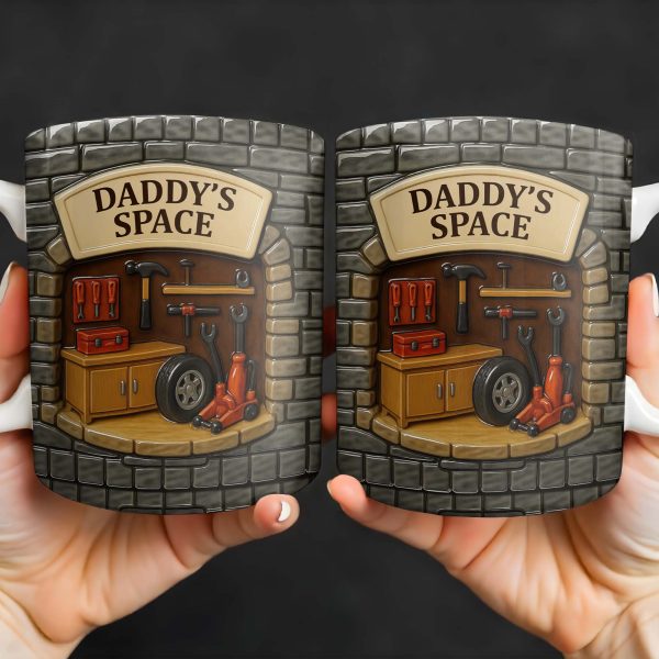 Daddy's Space, Garage and Tools Design - Personalized Custom Coffee Mug - DAD069_MG Daddy's Space, Garage and Tools Design - Personalized Custom Coffee Mug - DAD069_MG