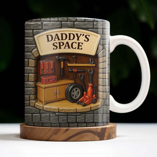 Daddy's Space, Garage and Tools Design - Personalized Custom Coffee Mug - DAD069_MG Daddy's Space, Garage and Tools Design - Personalized Custom Coffee Mug - DAD069_MG