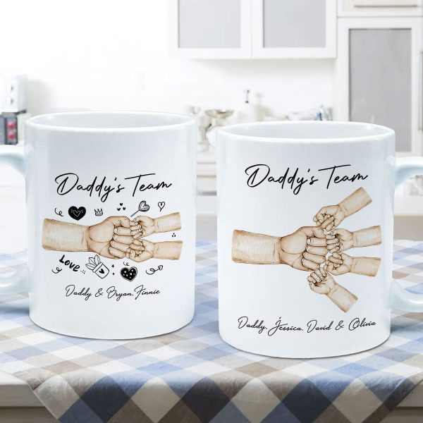 Daddy's Team Fist Bump Personalized Mug