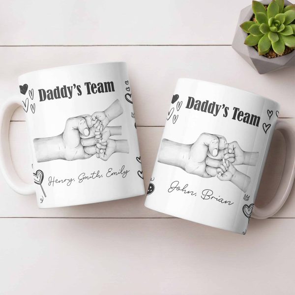 Daddy's Team Hand Holding Design - Personalized Custom Coffee Mug - DAD276_MG Daddy's Team Hand Holding Design - Personalized Custom Coffee Mug - DAD276_MG