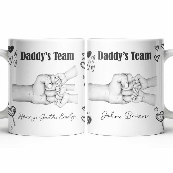 Daddy's Team Hand Holding Design - Personalized Custom Coffee Mug - DAD276_MG Daddy's Team Hand Holding Design - Personalized Custom Coffee Mug - DAD276_MG