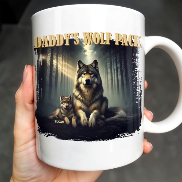Daddy's Wolf Pack Featuring Wolves In Forest - Personalized Custom Coffee Mug - DAD208_MG Daddy's Wolf Pack Featuring Wolves In Forest - Personalized Custom Coffee Mug - DAD208_MG
