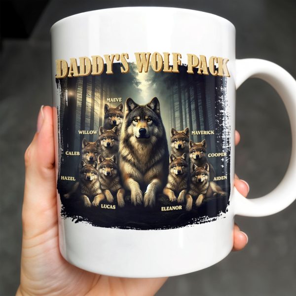 Daddy's Wolf Pack Featuring Wolves In Forest - Personalized Custom Coffee Mug - DAD208_MG Daddy's Wolf Pack Featuring Wolves In Forest - Personalized Custom Coffee Mug - DAD208_MG