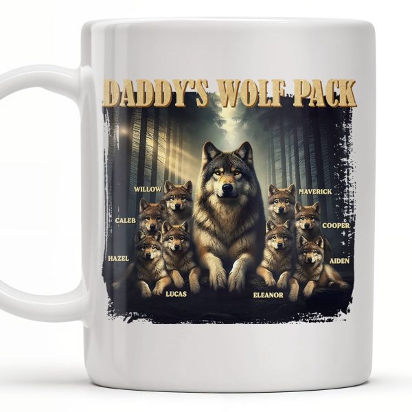 Daddy's Wolf Pack Featuring Wolves In Forest - Personalized Custom Coffee Mug - DAD208_MG Daddy's Wolf Pack Featuring Wolves In Forest - Personalized Custom Coffee Mug - DAD208_MG