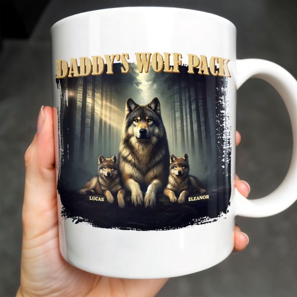 Daddy's Wolf Pack Featuring Wolves In Forest - Personalized Custom Coffee Mug - DAD208_MG Daddy's Wolf Pack Featuring Wolves In Forest - Personalized Custom Coffee Mug - DAD208_MG
