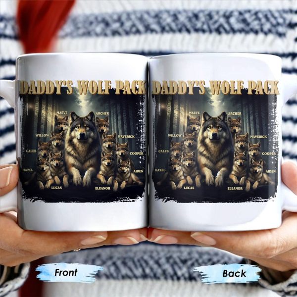Daddy's Wolf Pack Featuring Wolves In Forest - Personalized Custom Coffee Mug - DAD208_MG Daddy's Wolf Pack Featuring Wolves In Forest - Personalized Custom Coffee Mug - DAD208_MG