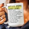 Dad's Favorite Sayings - Personalized Mug Dad's Favorite Sayings - Personalized Mug