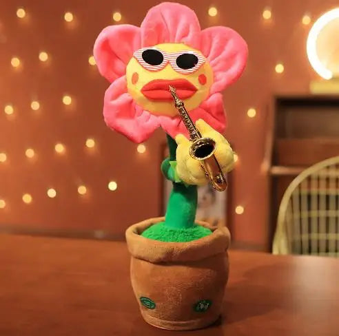 Dancing Sunflower Plush Toy with Music & USB Saxophone Dancing Sunflower Plush Toy with Music & USB Saxophone