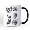 Dangerous Elements Grunge Tattoo Style Personalized Mug, Photocopy Stipple Collage Art Gift with Custom Name