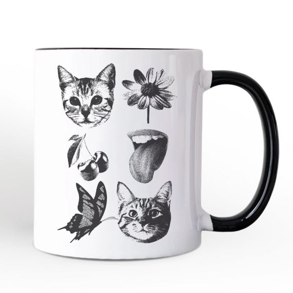 Dangerous Elements Grunge Tattoo Style Personalized Mug, Photocopy Stipple Collage Art Gift with Custom Name
