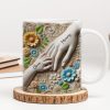 Daughter Son Holding Mother Hand Personalized 3D Effect Mug, Gift for Mom, Grandma
