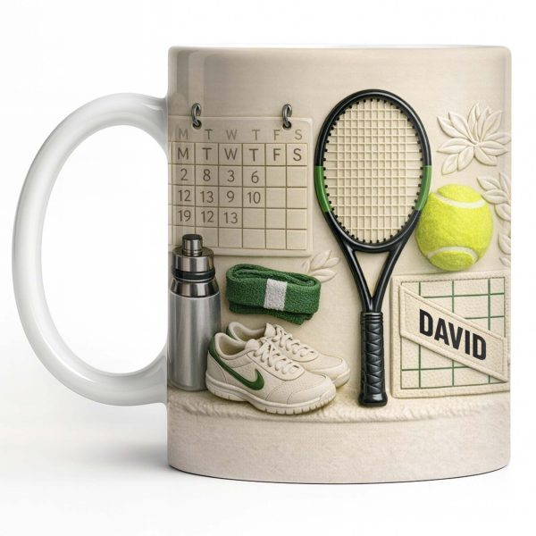 David, Tennis Racket And Ball Mug - Personalized Custom Coffee Mug - SPORT038_MG