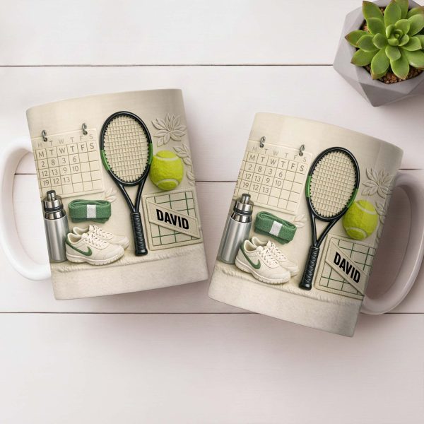 David, Tennis Racket And Ball Mug - Personalized Custom Coffee Mug - SPORT038_MG