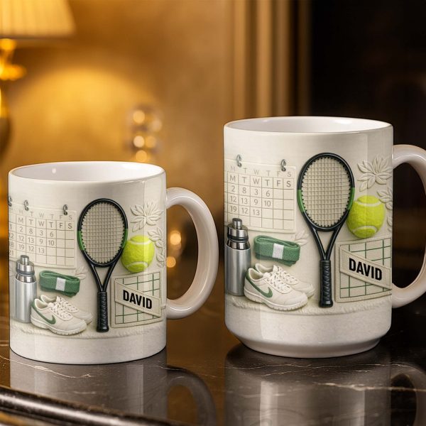 David, Tennis Racket And Ball Mug - Personalized Custom Coffee Mug - SPORT038_MG