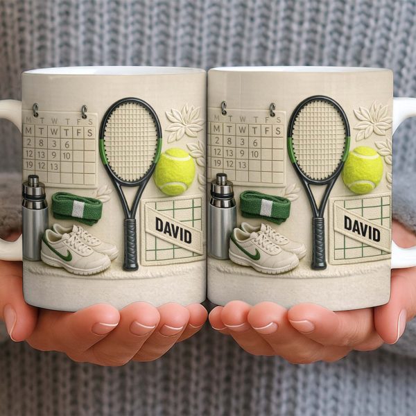 David, Tennis Racket And Ball Mug - Personalized Custom Coffee Mug - SPORT038_MG