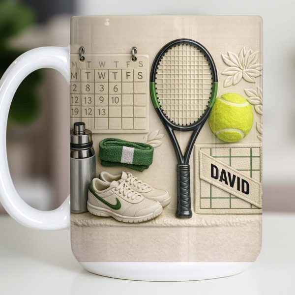David, Tennis Racket And Ball Mug - Personalized Custom Coffee Mug - SPORT038_MG