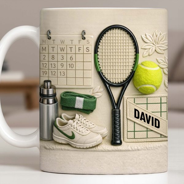 David, Tennis Racket And Ball Mug - Personalized Custom Coffee Mug - SPORT038_MG
