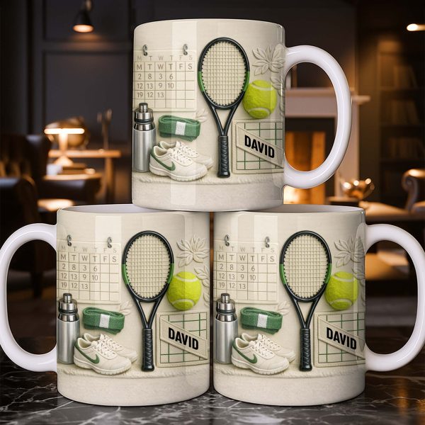 David, Tennis Racket And Ball Mug - Personalized Custom Coffee Mug - SPORT038_MG