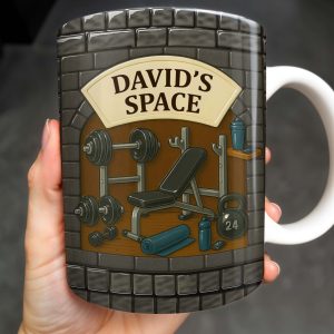 David's Space, Gym Equipment and Dumbbells - Personalized Custom Coffee Mug - FTN009_MG