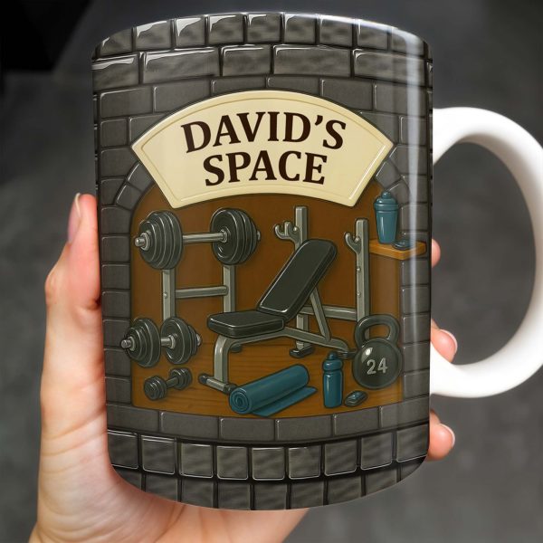 David's Space, Gym Equipment and Dumbbells - Personalized Custom Coffee Mug - FTN009_MG David's Space, Gym Equipment and Dumbbells - Personalized Custom Coffee Mug - FTN009_MG