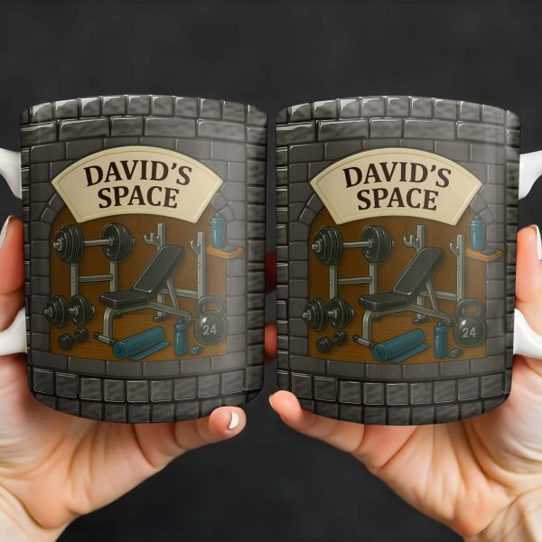 David's Space, Gym Equipment and Dumbbells - Personalized Custom Coffee Mug - FTN009_MG David's Space, Gym Equipment and Dumbbells - Personalized Custom Coffee Mug - FTN009_MG