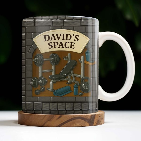 David's Space, Gym Equipment and Dumbbells - Personalized Custom Coffee Mug - FTN009_MG David's Space, Gym Equipment and Dumbbells - Personalized Custom Coffee Mug - FTN009_MG