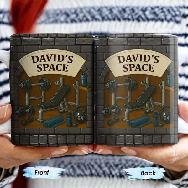David's Space, Gym Equipment and Dumbbells - Personalized Custom Coffee Mug - FTN009_MG David's Space, Gym Equipment and Dumbbells - Personalized Custom Coffee Mug - FTN009_MG