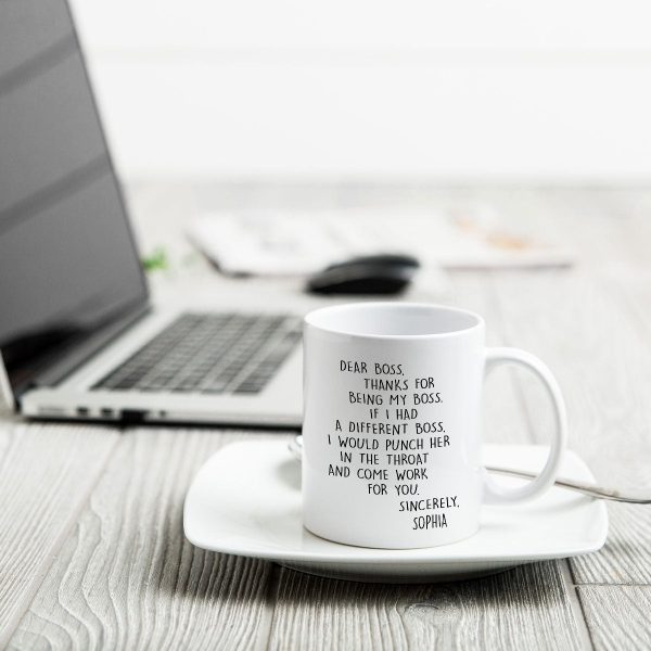 Dear Boss Personalized Mug, Funny Christmas Gift For Boss