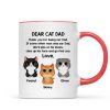 Dear Cat Dad Watercolor Cute Cats Father's Day Gift For Cat Dad Personalized Mug
