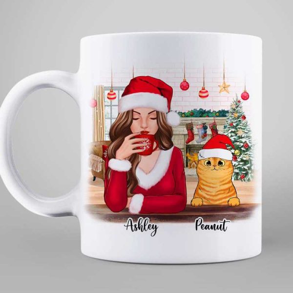 Dear Cat Mom Beautiful Woman Christmas Personalized Mug
