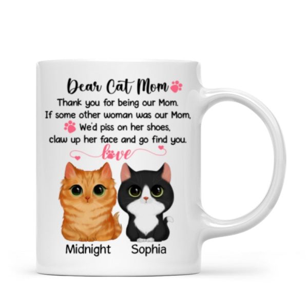 Dear Cat Mom Watercolor Cute Cats Personalized Mug