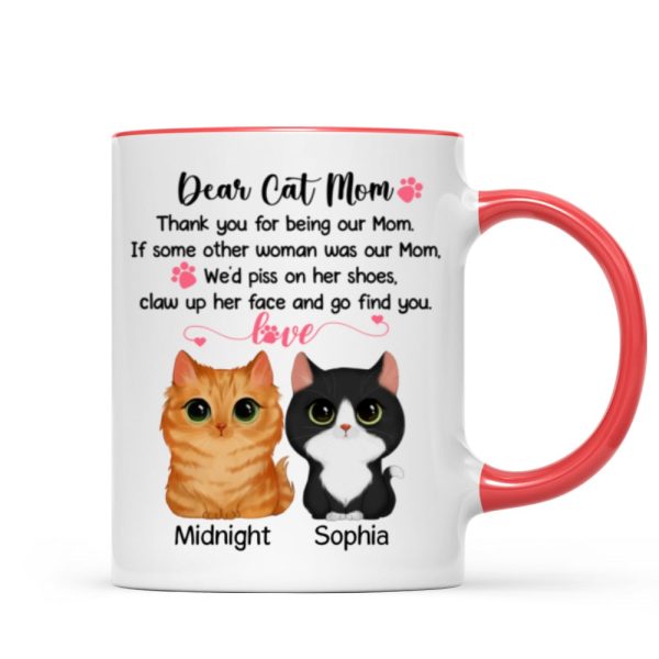 Dear Cat Mom Watercolor Cute Cats Personalized Mug