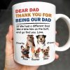 Dear Dad Thank You For Being Our Dad, Dogs Illustration - Personalized Custom Coffee Mug - DOG038_MG