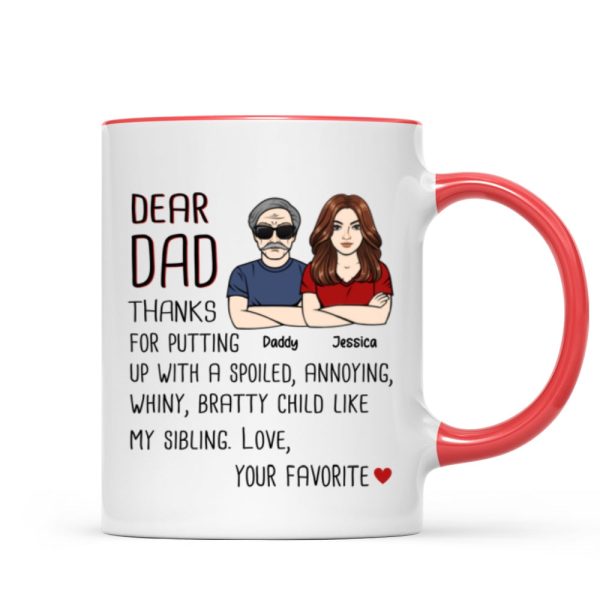 Dear Dad Thanks For Putting Up With My Sibling Gift For Dad Personalized Mug