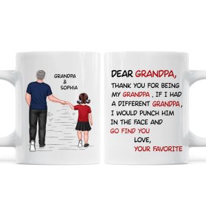 Dear Grandpa Thanks For Being My Grandpa Personalized Mug, Father's Day Gift For Grandpa