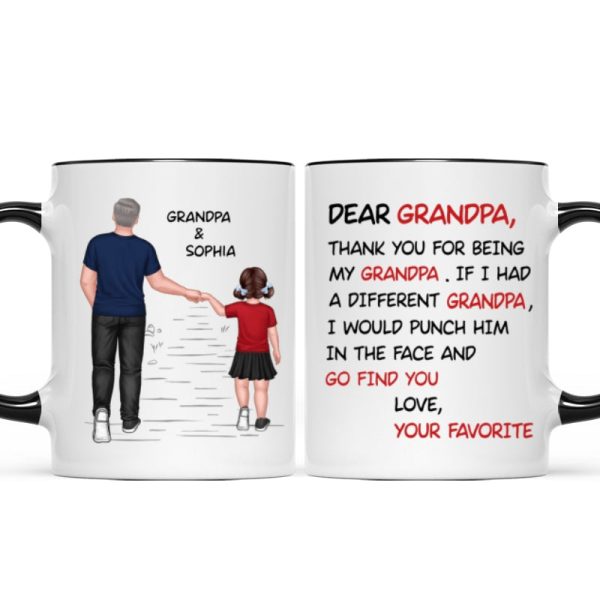 Dear Grandpa Thanks For Being My Grandpa Personalized Mug, Father's Day Gift For Grandpa