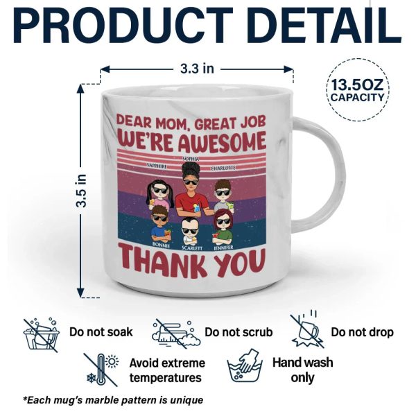Dear Mom Great Job We're Awesome Thank You - Personalized Marble Mug Dear Mom Great Job We're Awesome Thank You - Personalized Marble Mug