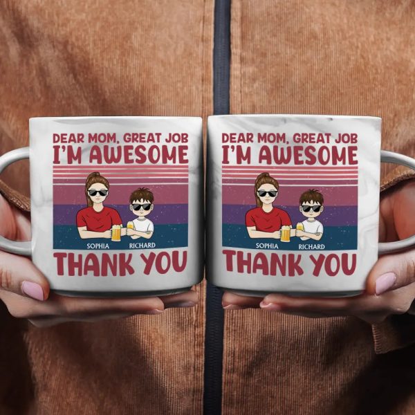 Dear Mom Great Job We're Awesome Thank You - Personalized Marble Mug Dear Mom Great Job We're Awesome Thank You - Personalized Marble Mug