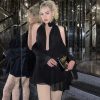 Deep Neck Draped Cut Long Sleeve Mini Dress Deep Neck Draped Cut Long Sleeve Mini Dress