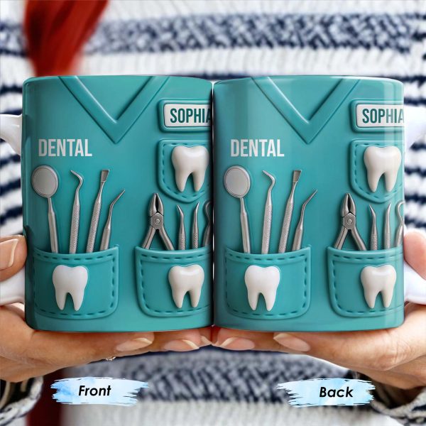 Dental Coffee Mug Featuring Dental Equipment Designs - Personalized Custom Coffee Mug - GRAD307_MG