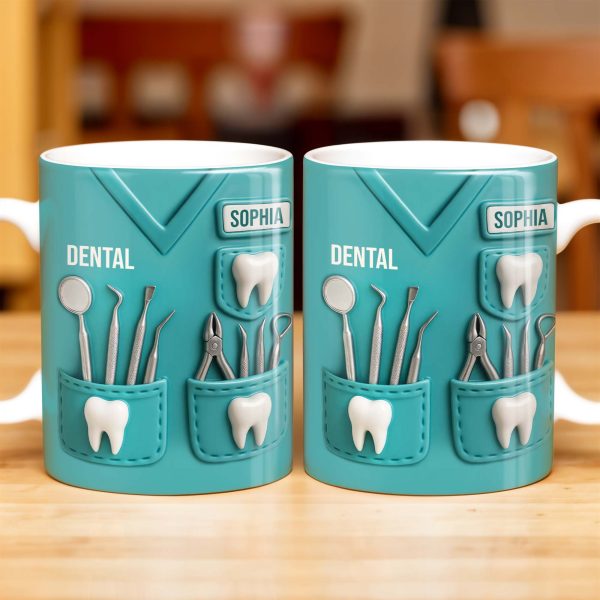 Dental Coffee Mug Featuring Dental Equipment Designs - Personalized Custom Coffee Mug - GRAD307_MG