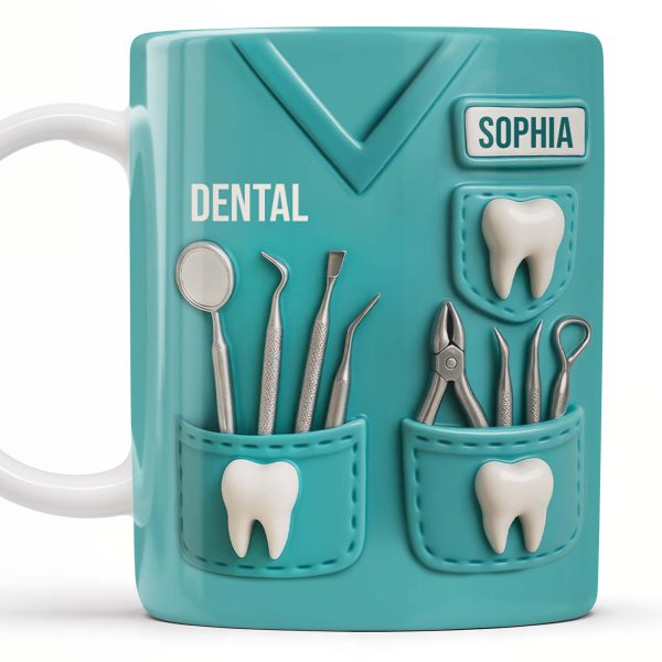 Dental Coffee Mug Featuring Dental Equipment Designs - Personalized Custom Coffee Mug - GRAD307_MG